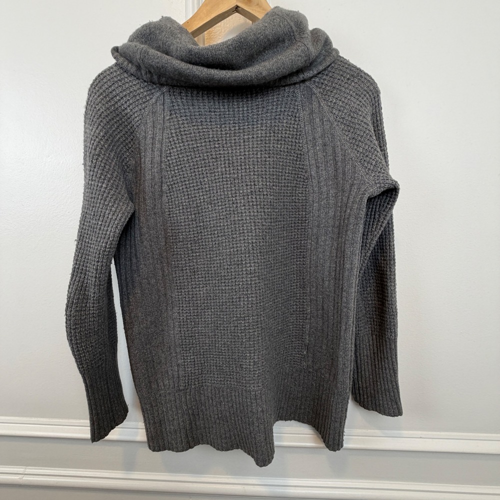 Ann Taylor Loft Womens Sm Gray Cowl Neck Waffle Knit Pullover Sweater Wool blend - Picture 5 of 9